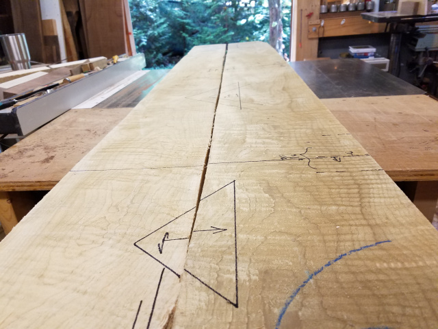 This will be display shelving on a sofa table.  The tiger maple is lined up just right so that the grain patterns come together seamlessly when the boards are connected as one.
